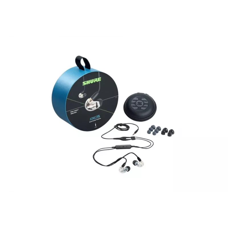 Shure AONIC 215 - ievietojamās austiņas ar vienu devēju un 3,5 mm kabeli (caurspīdīgas)