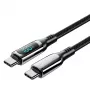 Vention kokvilnas pīts USB 2.0 C tēviņš–C tēviņš 5A kabelis ar LED displeju 1,2 m, melns, cinka sakausējuma tips