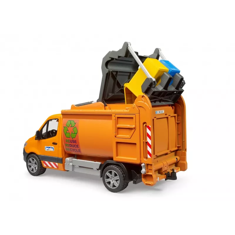 BRUDER modelis MB Sprinter pašvaldības atkritumu vedējs BR-02682, mēroga rotaļu kopija
