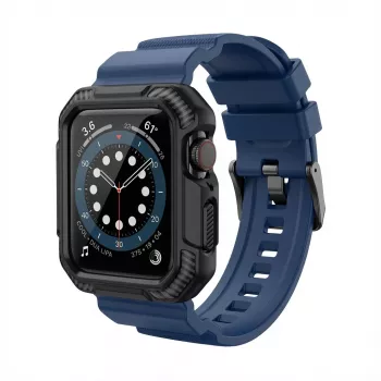 Rokassprādze GUAN Premium Pro Apple Watch 40mm 41mm 38mm 42mm zila melna - rezerves siksniņa