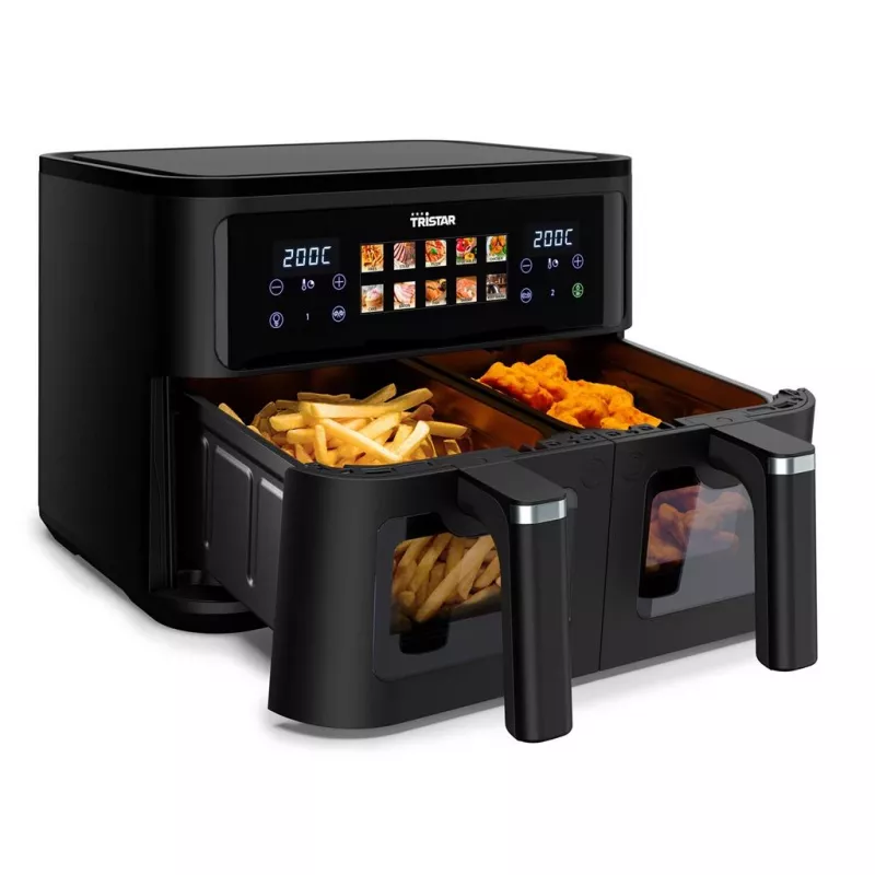 Karstā gaisa fritieris Tristar FR-9075 Double 9 L, 2500 W, skārienvadība, LCD, melns, 60 °C min