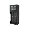 Baterijas lādētājs XTAR VC2SL — USB 5V 1A, LCD, lādē 2 elementus, saderīgs ar Li‑Ion/NiMH/NiCd, izmēri A/AA/AAA/AAAA/C/D/SC, melns