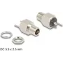 DeLOCK savienotājs DC 5,5 x 2,5 mm, ligzda, paneļa tipa, lodējama versija, sešstūra, 20 V, 9 A