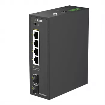 D-Link 6 portu gigabitu rūpnieciskais PoE+ nevadāmais komutators ar 2 SFP portiem