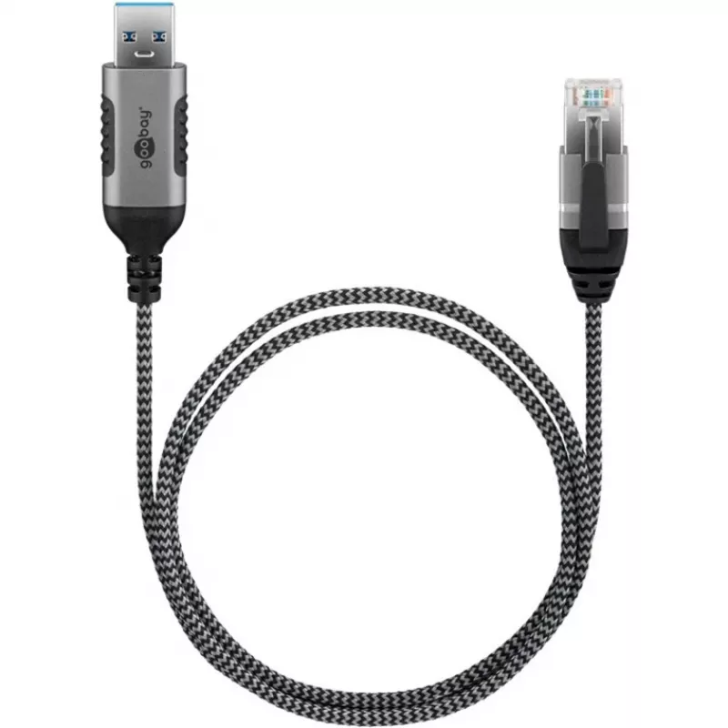 Goobay Ethernet kabelis USB-A 3.0 uz RJ45 plāns 2 m - savieno maršrutētāju, modemu vai (74395)