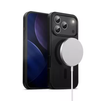 Telefona vāciņš Crong MagSafe iPhone 17 Pro — hibrīda melns