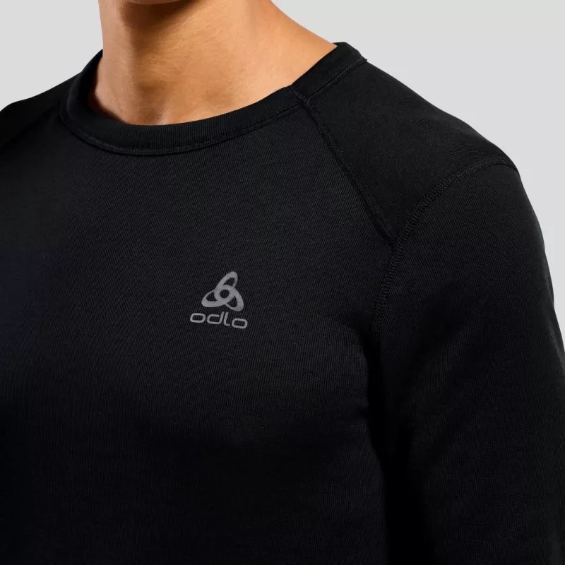 Odlo BL TOP apaļa kakla daļa garām piedurknēm ACTIVE WARM ECO vīriešu T-krekls, M izmērs, melns