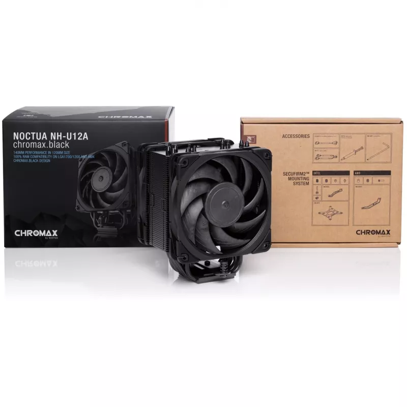 Noctua NH-U12A CHROMAX.Melns procesora dzesētājs
