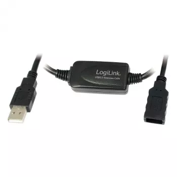 LogiLink UA0143 USB kabelis USB 2.0 USB-A vīrišķais savienotājs uz ligzdu 10,00 m Melns