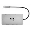 Eaton Tripp Lite USB-C dokstacija, divi displeji - 4K 60 Hz HDMI, USB 3.2 Gen 1, USB-A centrmezgls, GbE, atmiņas karte, 100W PD uzlāde, pelēka - dokstacija - USB-C - 2 x HDMI - 1GbE (U442-DOCK)