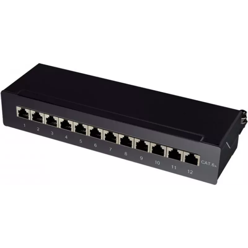 Logilink Patchpanel galda/sienas Cat.6A STP 12 porti, melns (NP0019B)