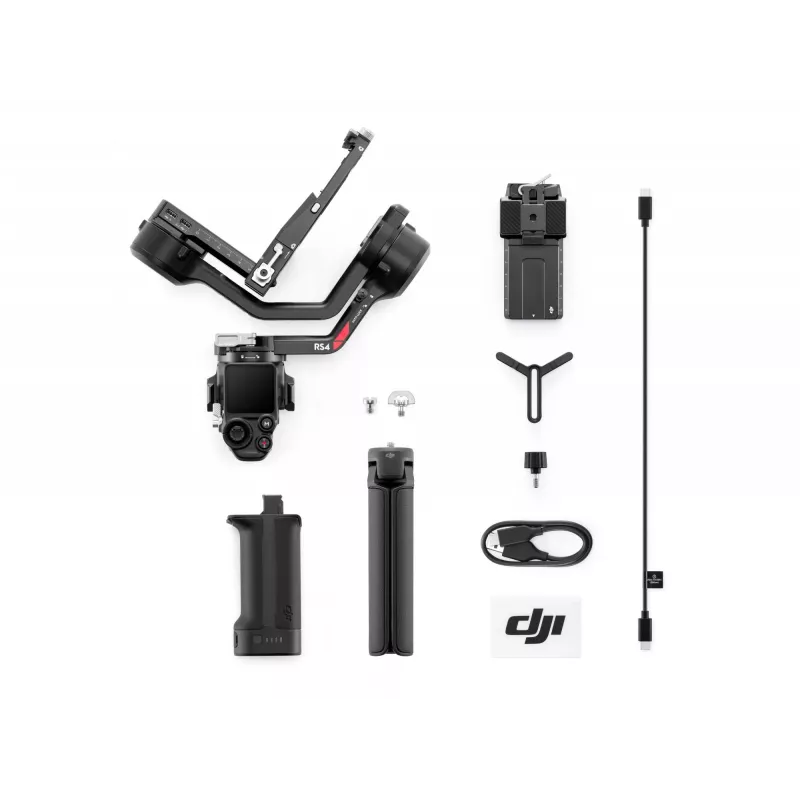Rokas kameras stabilizators DJI RS4, alumīnija korpuss, 12 stundu baterija, 1,066 kg, melns