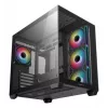 PC korpuss DeepCool CG530 4F Midi Tower Melns — rūdīts stikls, ATX/ITX/Micro ATX, 3x120mm ventilatori, USB-C