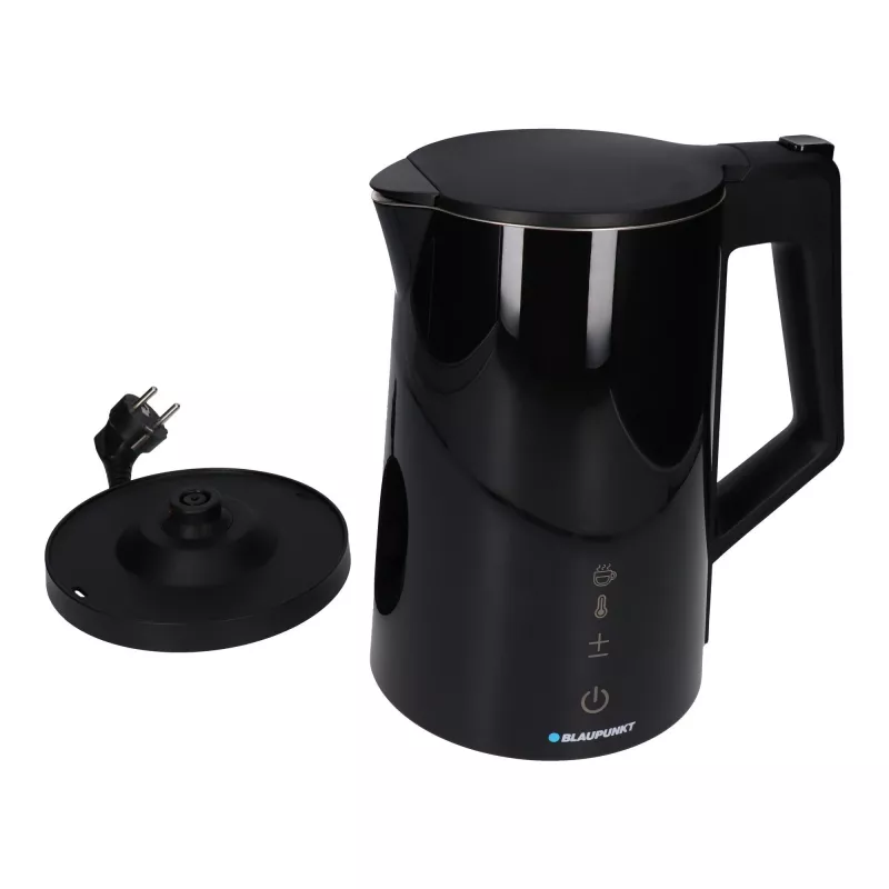 Elektriskā tējkanna BLAUPUNKT EKD601, 1,7 L, 2200 W, regulējama 40–100 °C, melna, nerūsējošais tērauds