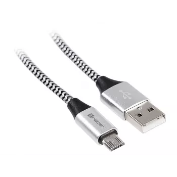 USB kabelis Tracer TRAKBK46928 1m USB A Micro-USB B Melns Silver
