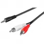 Wentronic Goobay 3,5 mm ligzdas/RCA adaptera kabelis, melns, 10 m - 3,5 mm spraudnis (3 kontaktu, stereo) > 2x RCA spraudnis (audio kreisais/labais) (50441)