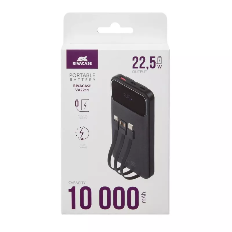 Ārējais akumulators USB 10000MAH/VA2211 melns Rivacase