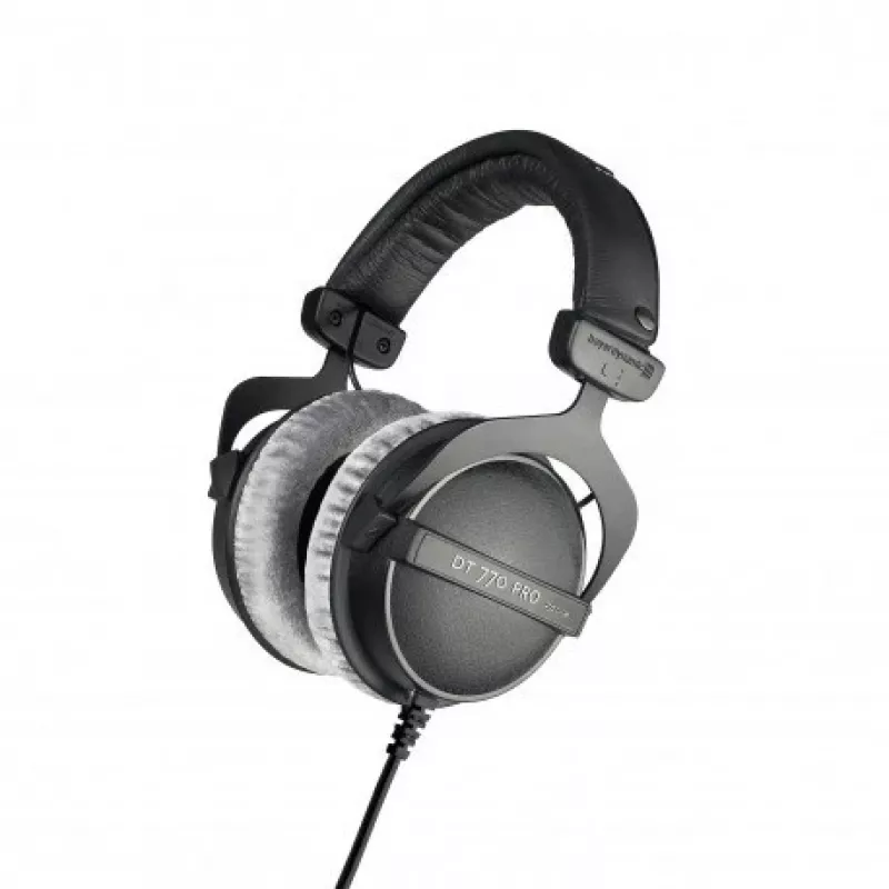 Studijas austiņas Beyerdynamic DT 770 PRO 80Ω — slēgtas, apkārtauss, 5–35000 Hz, 96 dB, 3,5 mm, zeltīts savienotājs