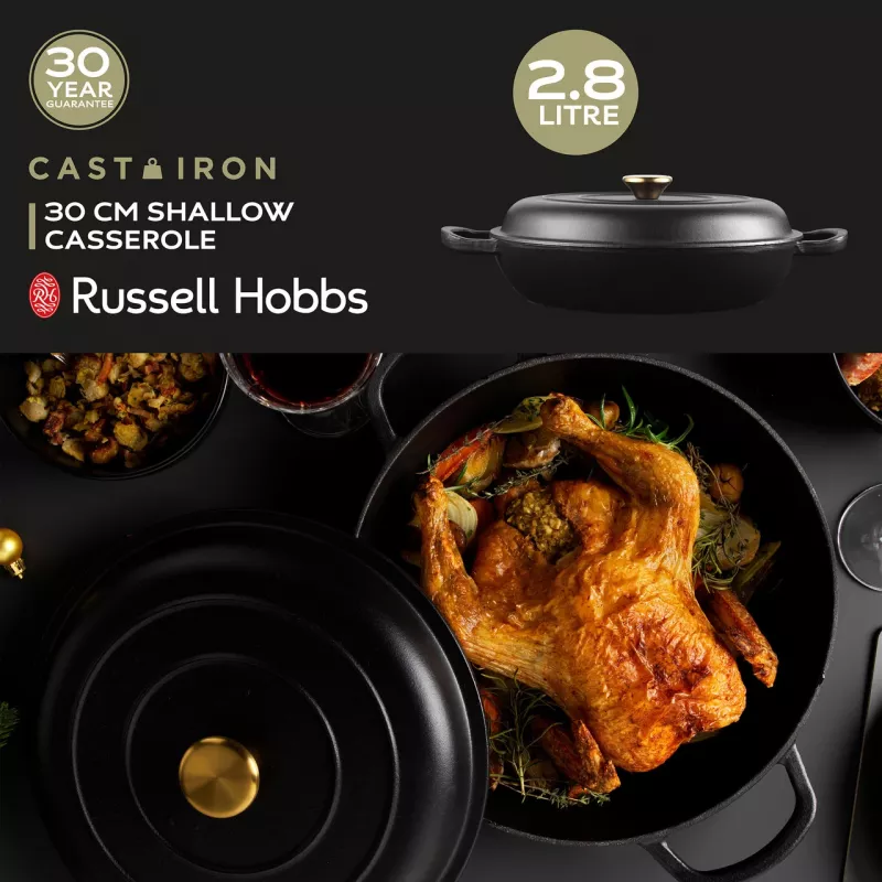 Čuguna kastrolis Russell Hobbs RH02525BEU7 30 cm, melns