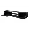 TV skapītis Cama Meble SLIDE 200K — 200x40x37 cm, spīdīgi melns, skaidu plākšņu virsma