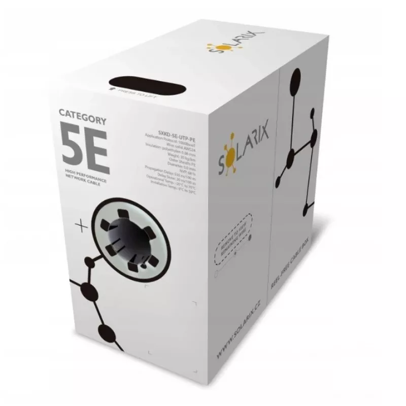 Tīkla kabelis Solarix SXKD-5E-UTP-PE UTP CAT5E 305 m melns