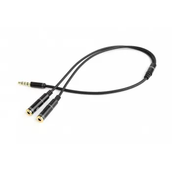 Audio adapteris Gembird CCA-417M 2×3,5 mm vīrišķais uz 3,5 mm sievišķo, 0,2 m, melns