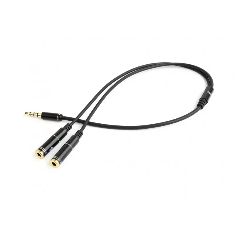 Audio adapteris Gembird CCA-417M 2×3,5 mm vīrišķais uz 3,5 mm sievišķo, 0,2 m, melns
