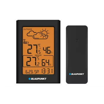 Meteoroloģiskā stacija BLAUPUNKT WS15BK melna — iekštelpu/āra temperatūras un mitruma mērīšana