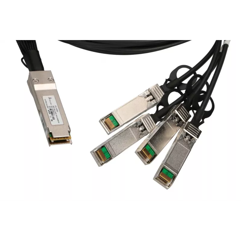 QSFP+ DAC kabelis Extralink 40Gbps uz 4×10Gbps, 3 m, 30AWG, QSFP+ tēviņš–tēviņš
