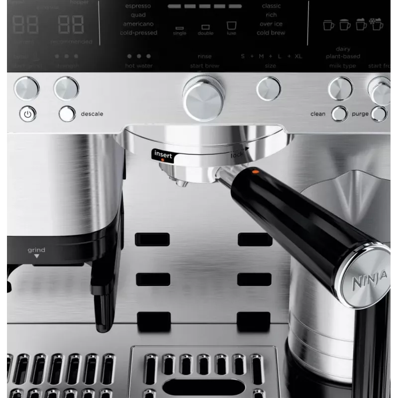 Espresso automāts Ninja ES601EU — 2 L ūdens tvertne, 1 tases tilpums, melns/nerūsējošais tērauds