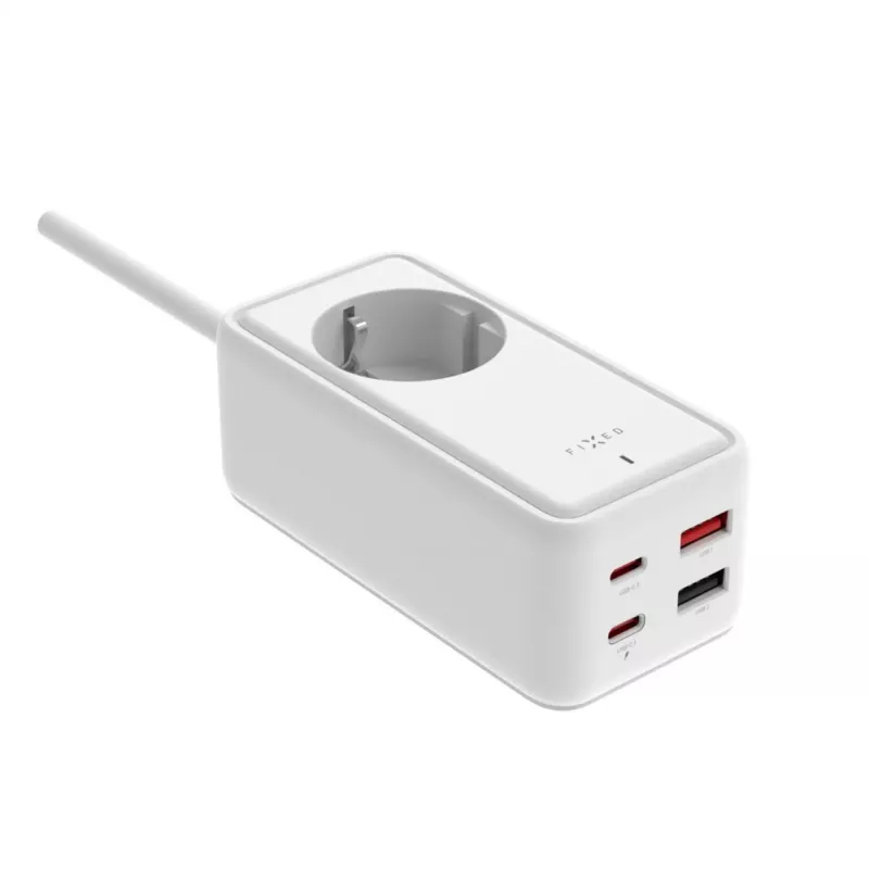Strāvas pagarinātāja adapters FIXED FIXCS65-1.5-WH ar 2× USB-C PD 65W un 2× USB-A pieslēgvietām