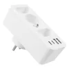 Strāvas sadalītājs MACLEAN MCE248 F/W — 3 maiņstrāvas kontaktligzdas (1×16A, 2×6A) + 4×USB (2×A, 2×C PD 20W), ES kontaktdakša, balts