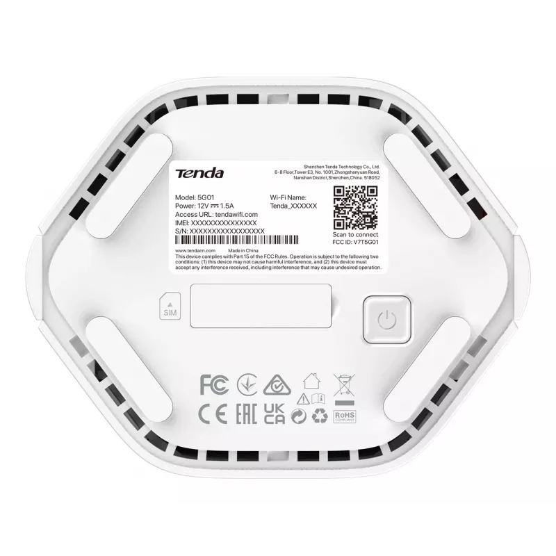 Tenda 5G01 bezvadu maršrutētājs Gigabit Ethernet Divjoslu (2,4 GHz / 5 GHz) 5G Balts