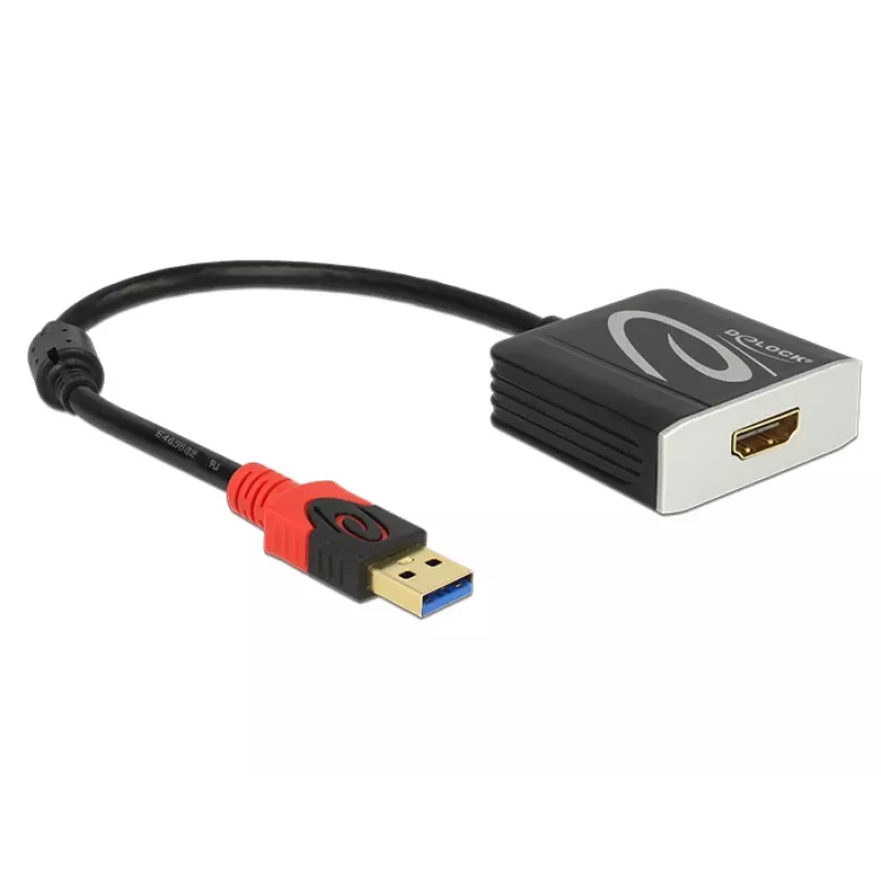 Video kabeļa adapteris DeLOCK 62736 USB Type-A uz HDMI 0.2 m melns