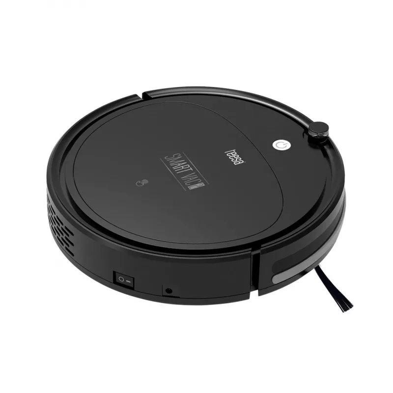 Robot vacuum cleaner TEESA Smart VAC 2 — apaļš, melns, 1000 Pa sūkšanas jauda, 9,6V/2000mAh Li akumulators, 0,2 L putekļu kaste, Wi‑Fi, automātiska atgriešanās