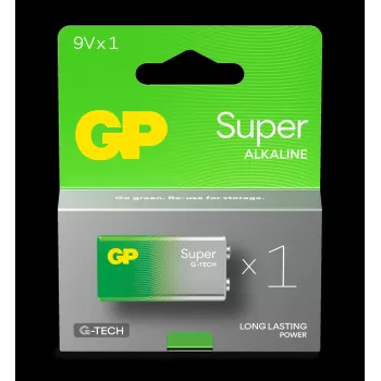 SĀRMU BATERIJA 6LR61 9V GP SUPER 1GB.
