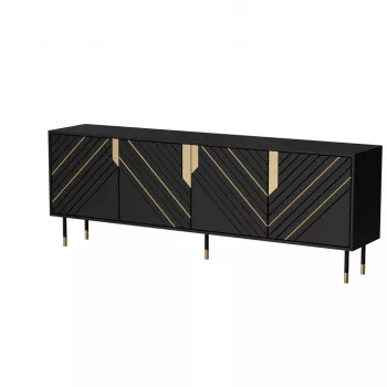 Chest of drawers cama meble Cama 4D MOUNTAIN 204x40x72 cm — Melns & gold, MDF/particle board