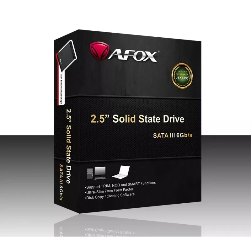 2,5 collu SATA SSD AFOX SD250-512GQN 512GB QLC, 560 MB/s, 2,5 collu 7mm (6,8 mm), SATA III