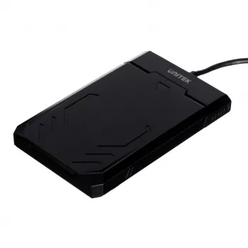 Cietā diska/SSD korpuss Unitek Y-3036, 2,5 collu SATA III, USB 3.2 Gen 1 (5 Gbit/s), UASP, iebūvēts USB-A kabelis, melns