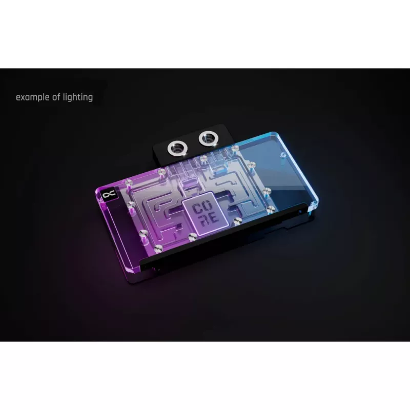 Grafikas kartes ūdens bloks Alphacool Core RX 9070 XT Hellhound+ Transparent Chrome ar aizmugures plāksni