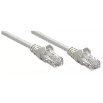 Intellinet tīkla komutācijas kabelis, Cat6, 1m, pelēks, CCA, U/UTP, PVC, RJ45, ar apzeltītiem kontaktiem, bez aizķeršanās, ar uzmavu, mūža garantija