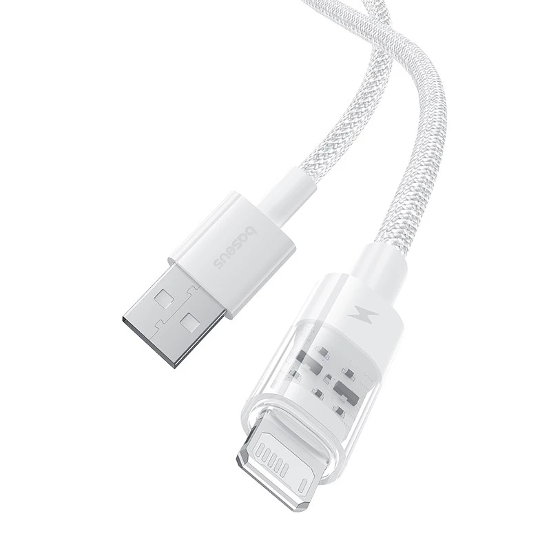 Baseus Gem USB–IP 2.4A ātrās uzlādes kabelis 2 m Balts