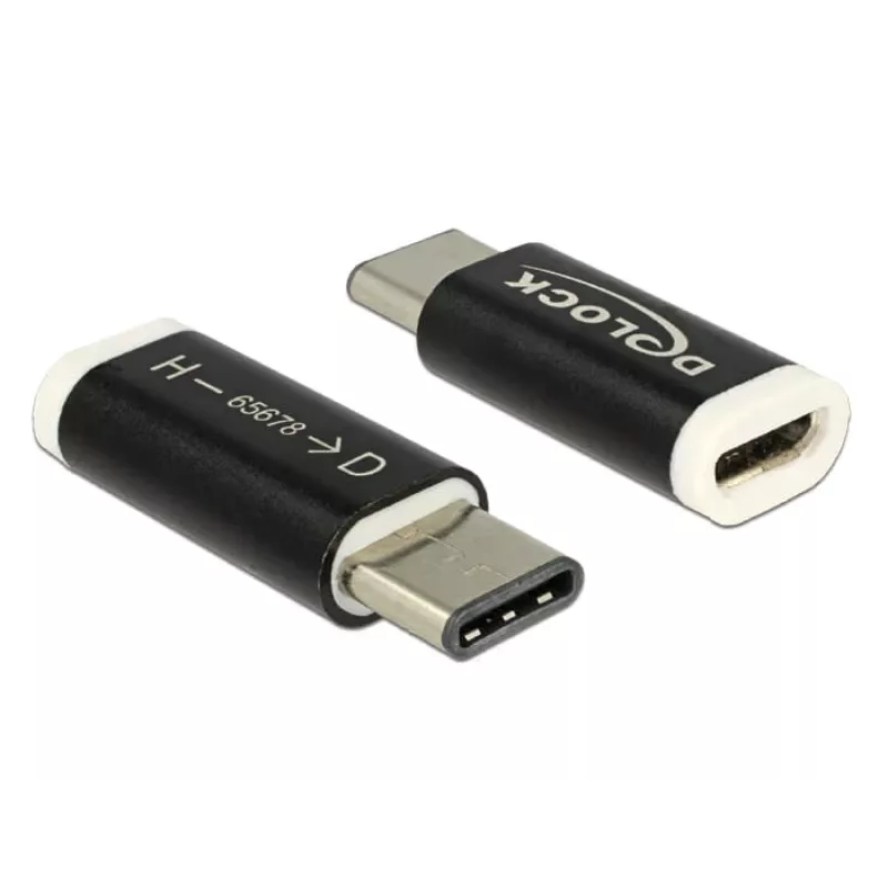 Delock - USB adapteris - 24 kontaktu USB-C (vīr.) uz Micro-USB B tipa (siev.) - USB 3.1 - melns (65678)