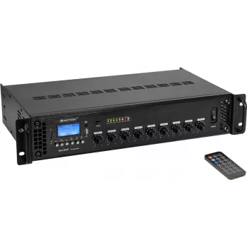 Mikseris-pastiprinātājs Omnitronic MA-60P 60W 100V — 60 W publiskās adresācijas mikseris-pastiprinātājs ar 100 V līnijas izeju