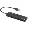 USB centrmezgls Tellur Basic 4 portu USB 2.0 — melns, 4x USB-A porti