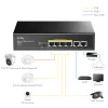 Tīkla slēdzis Cudy FS1006P Fast Ethernet 6 portu (4 PoE, 1 PoE+) 10/100 Mb/s, 1,2 Gbit/s joslas platums, metāla korpuss, statīva/sienas stiprinājums