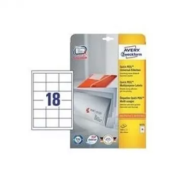 Pašlīmējošas etiķetes Avery Zweckform 6171 Balts 64 x 45 mm, 450 gab., A4 formāts