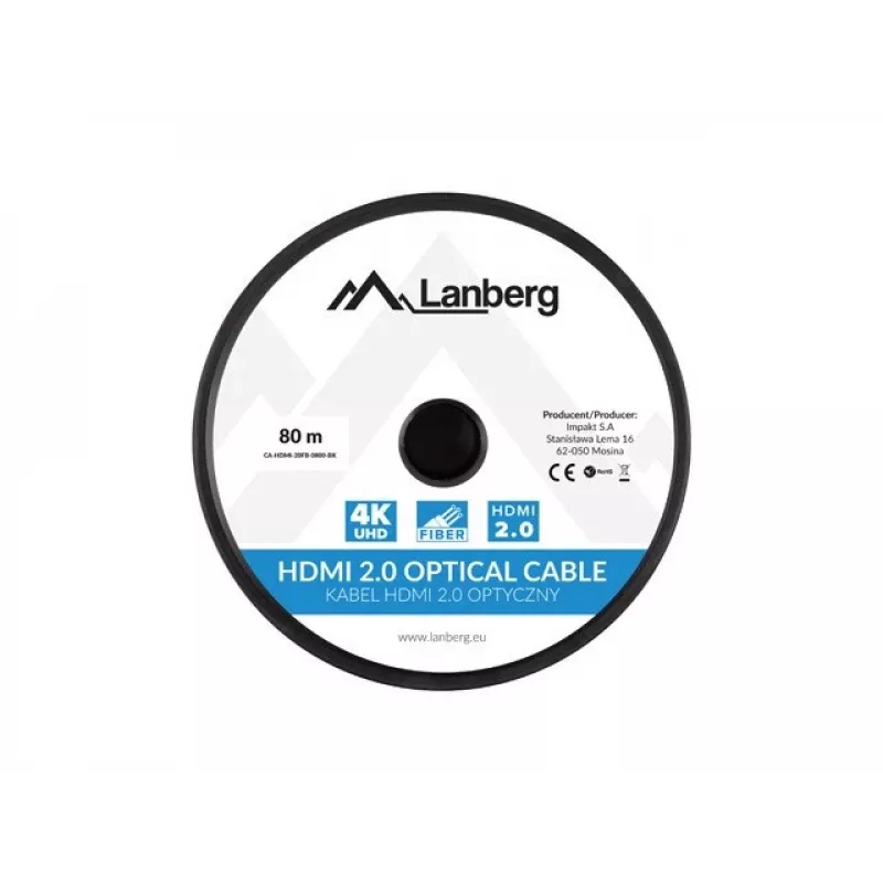 HDMI kabelis Lanberg CA-HDMI-20FB-0800-BK 80m Type A vīrietis-vīrietis