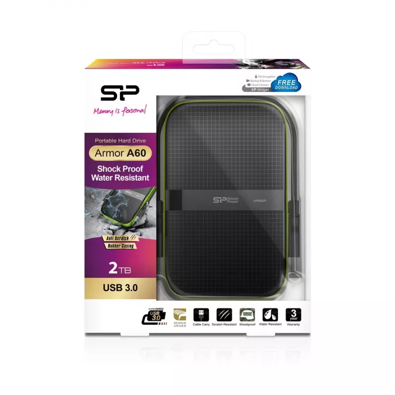 Silicon Power Armor A60 ārējais cietais disks 2000 GB Melns