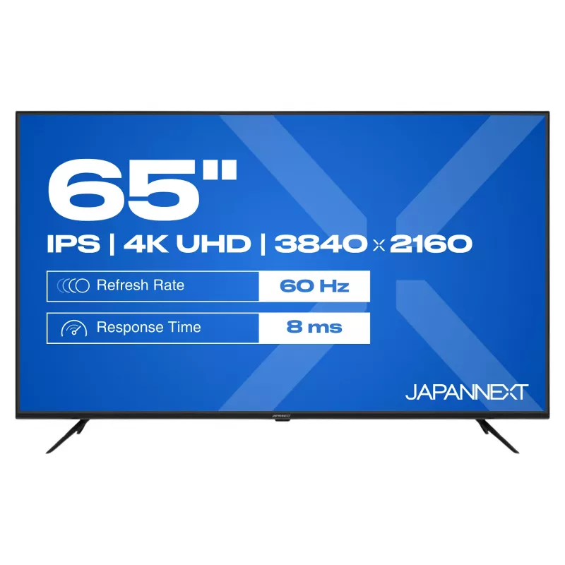 164,0 cm/65 inch (3840x2160) JAPANNEXT JN-IPS650UHD60F 16:9 IPS 60Hz HDMI USB WLAN Speaker Melns